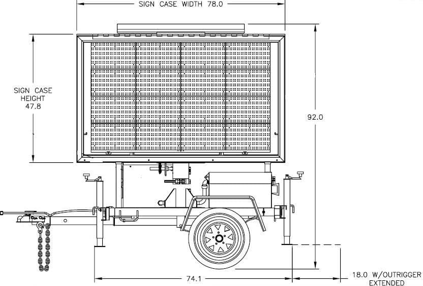 4' x 6' Trailer Mounted Message Sign - CMS-GP465T - Full Matrix Display - Image 3